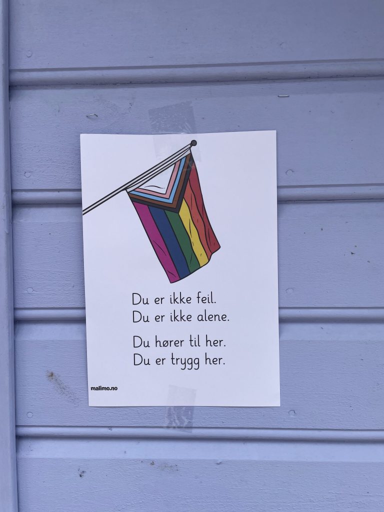 Deltakere med regnbueflagg under Haugaland Pride